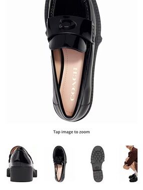 Coach Black Patent Leather Penny Loafers